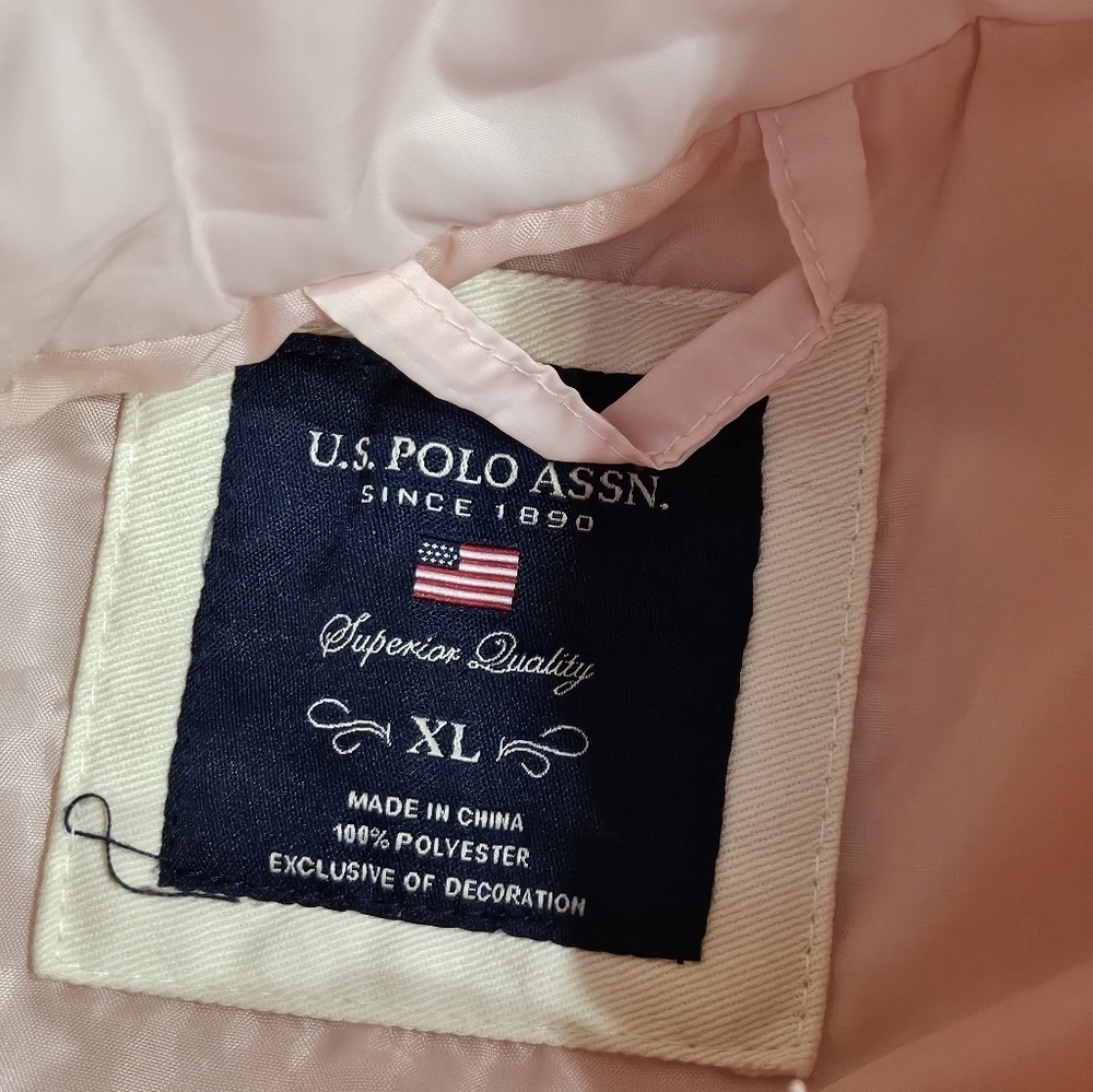 U.S. Polo Zip Up Puffer Vest Pale Pink 100% Polyester Size XL - Picture 7 of 8